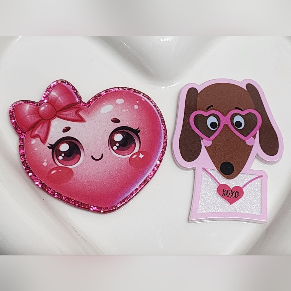 Flatback Valentine‎ Dog Dauschund Crafts Badge Magnet Keychain Bag Clip Pin